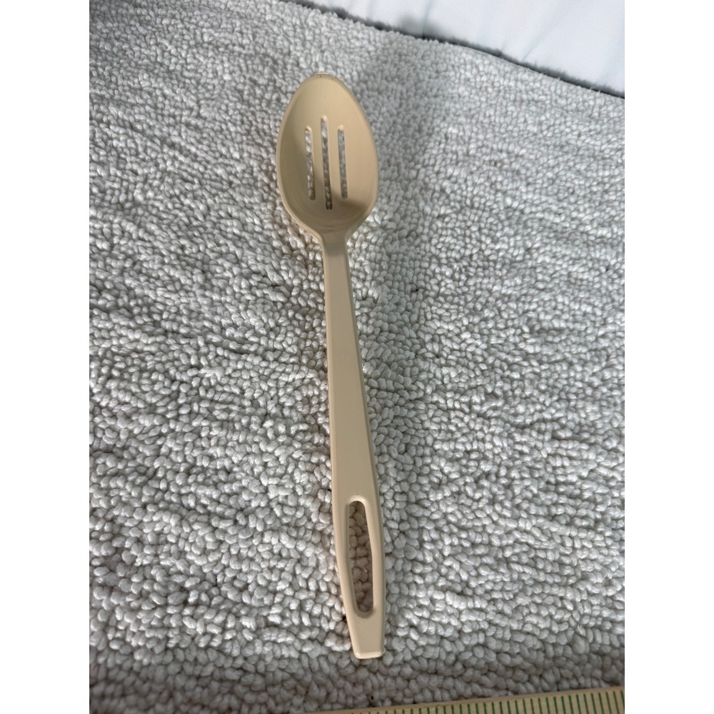 VTG Beige Slotted Serving Spoon Kitchen‎ Utensil Cooking Gadgets Plastic Vinyl